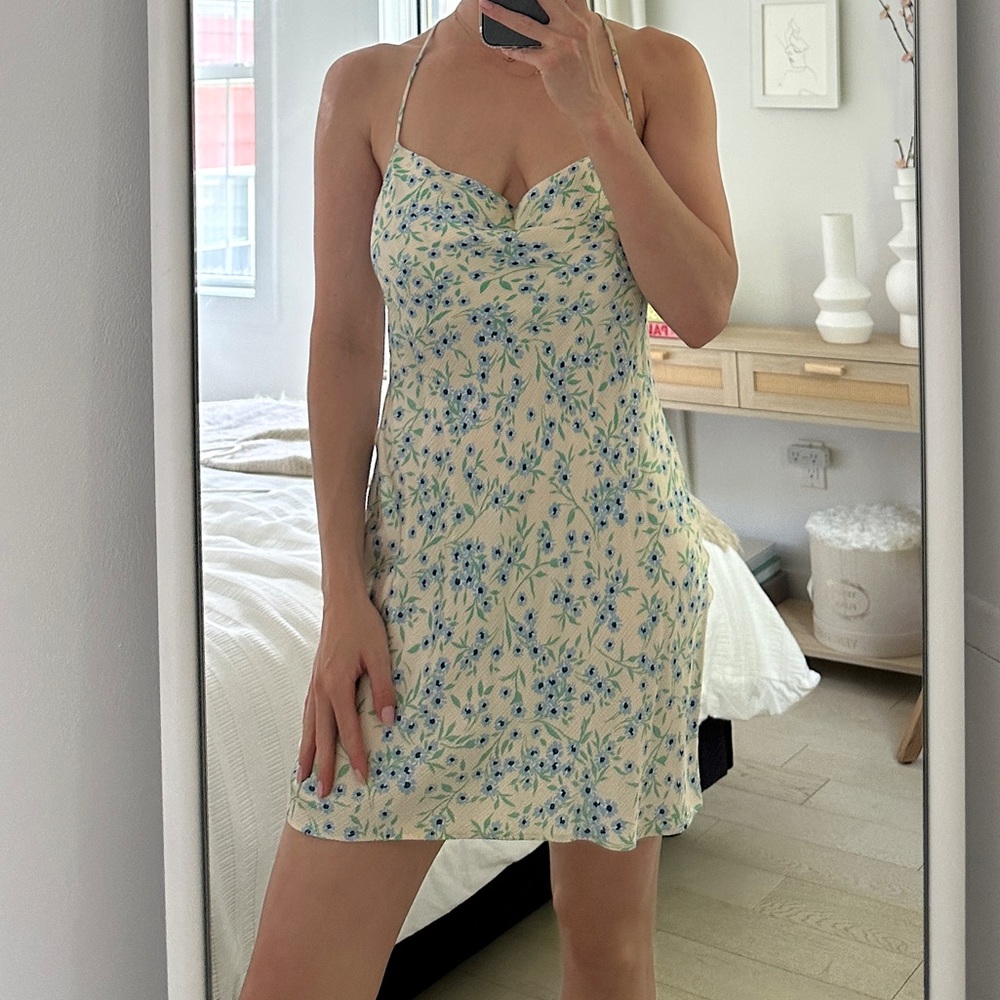 Zara floral slip dress with back detail